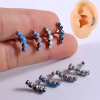 316l stainless steel stud earrings inlay opal helix piercing earbone stud tragus cartilage lobe lip body piercing jewelry 16g