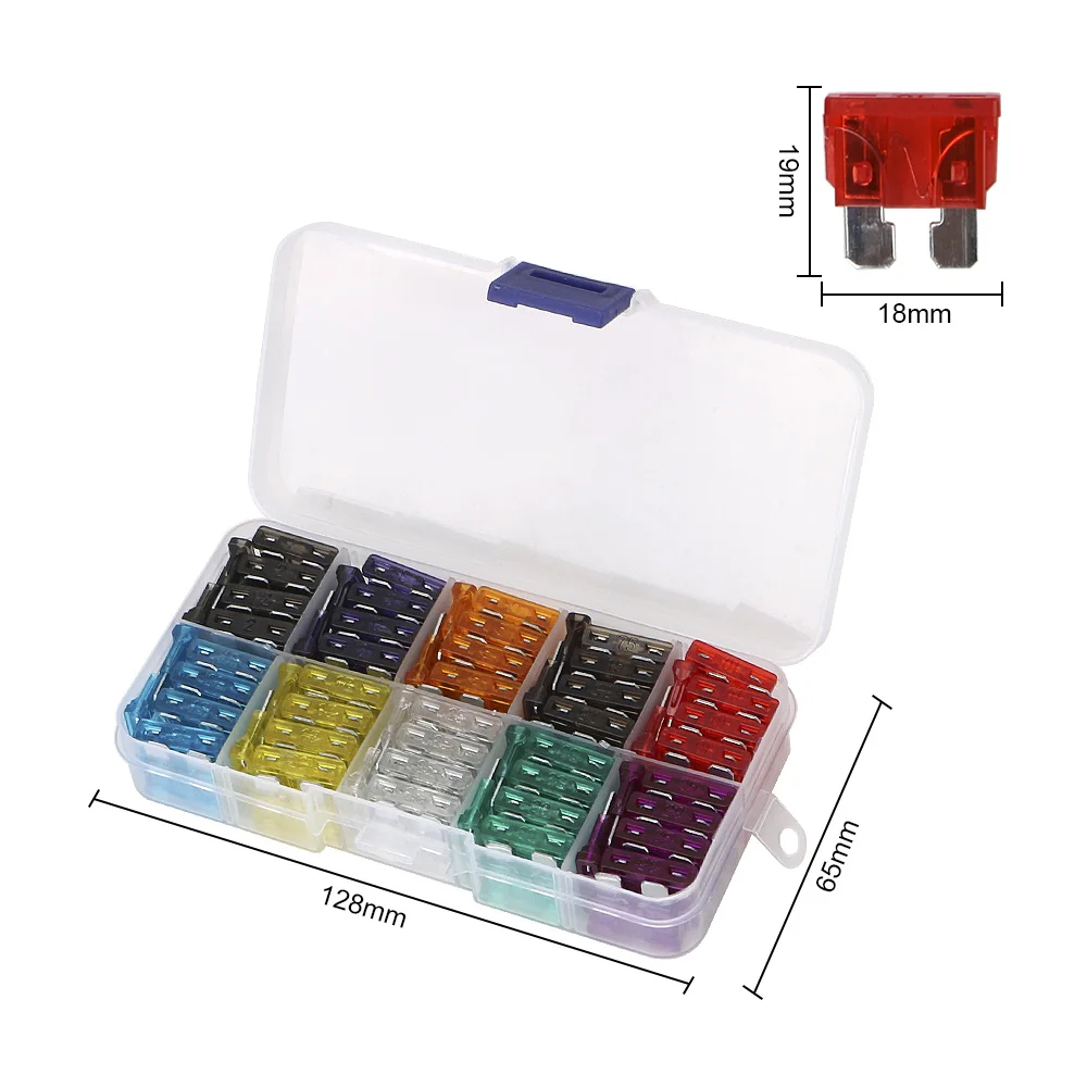 

50/100 Pcs Car Truck Fuses Auto Blade Type Fuse Set 2A 3A 5A 7.5A 10A 15A 20A 25A 30A 35A 40A Amp Fuse Tool Clip Assortment