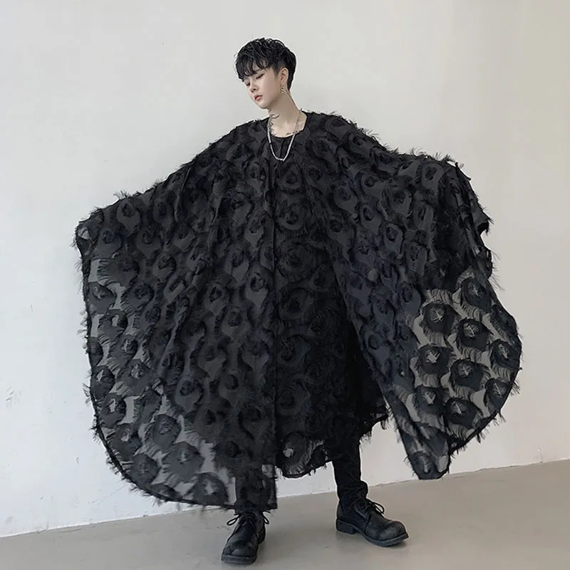 Men Oversize Bat Long Sleeve Pullover Shawl Cloak Shirt Male Women Streetwear Gothic Dress Shirt Stage Fashion Show Clothing