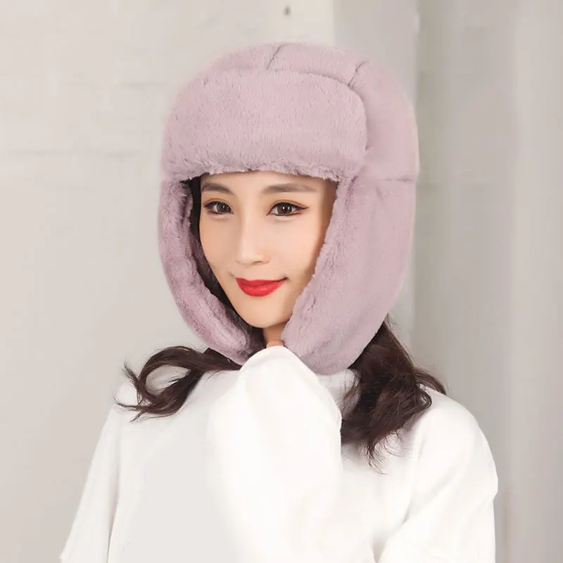 

Men Women Soviet Russia Bomber Hats Pilot Trapper Trooper Hat Winter Warm Thicken Plush Faux Fur Earflap Windproof Snow Caps