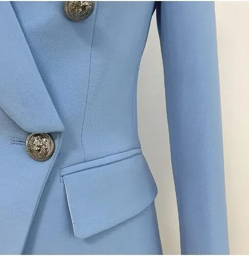 Новый Небесно-Голубой пиджак для женщин 2019 профессиональный костюм классический