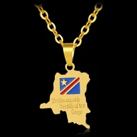 wangaiyao democratic republic of congo stainless steel chain map necklace fashion men and women gifts