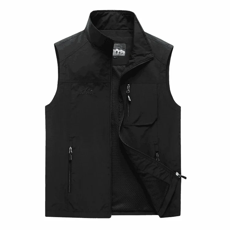 Black Vest Мужские жилеты осенний мужской жилет без рукавов Весна Лето Повседневный жилет путешественника на открытом воздухе тонкий жилет большого размера мужская одежда - Цвет: Black Vest
