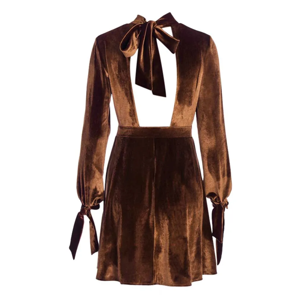 Женское бархатное платье для выпускного бала с длинным рукавом элегантное