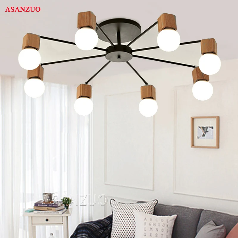 Скандинавский потолочный светильник из железного дерева современный домашний