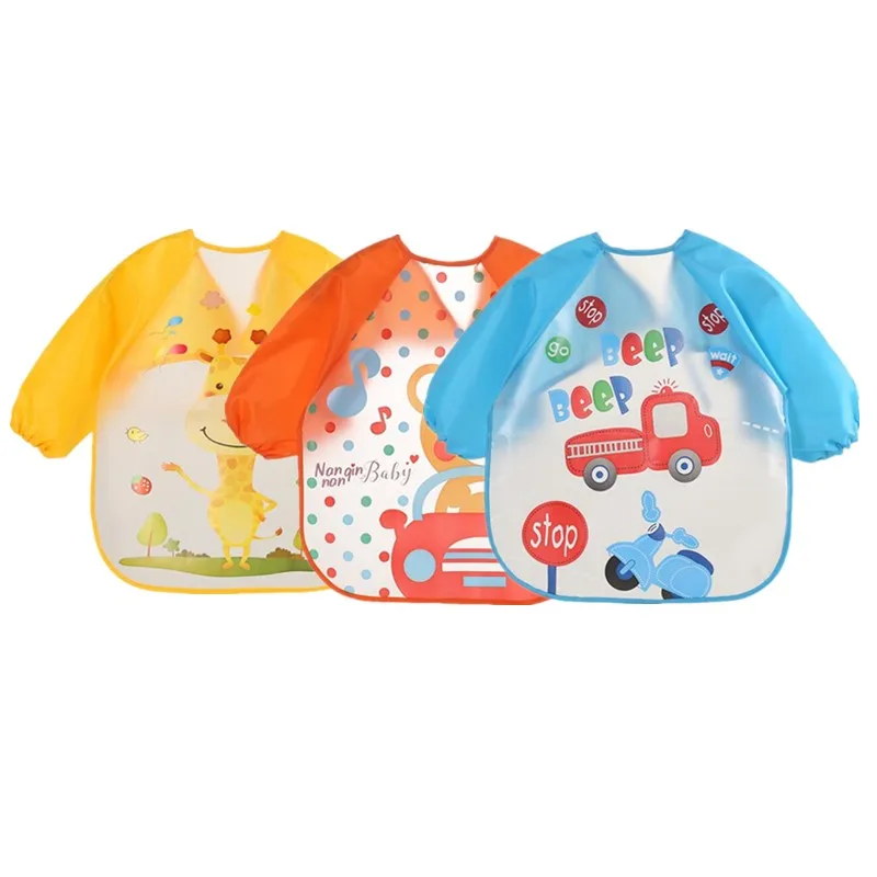 3 шт./партия детская одежда для еды нагрудники из ЭВА кормления с длинными