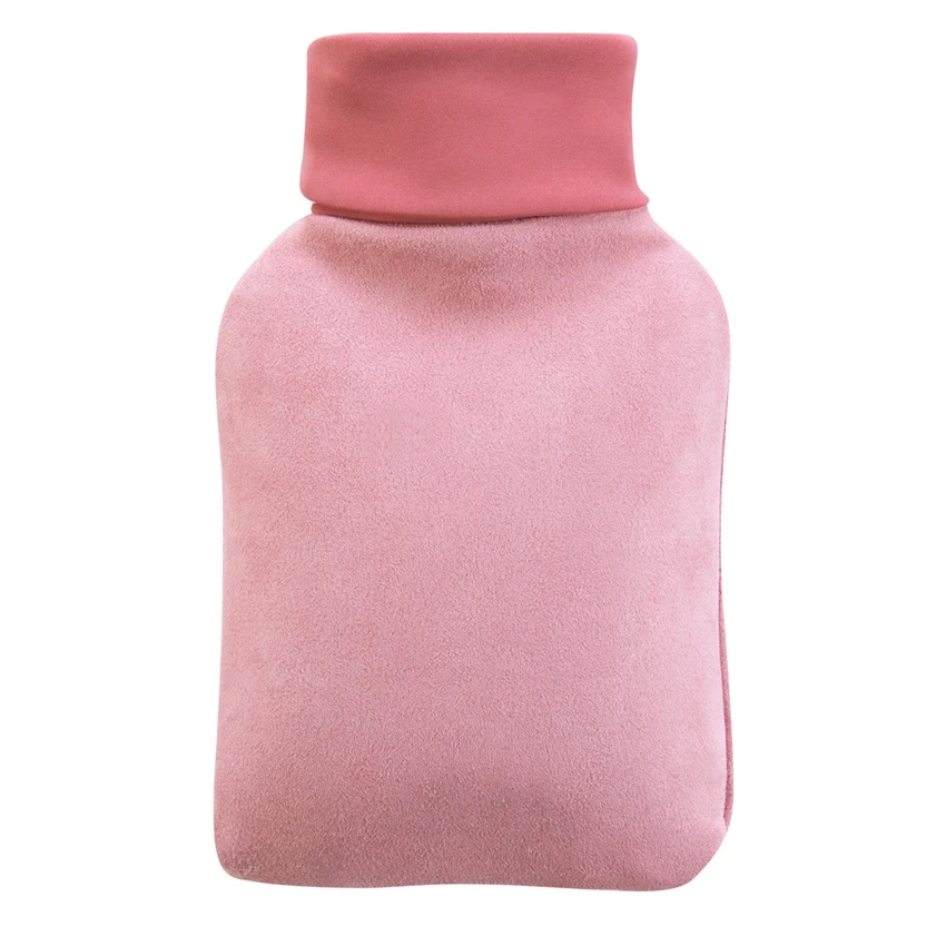 Классическая белая бутылка для горячей воды из ПВХ 1000 мл с замшевым чехлом