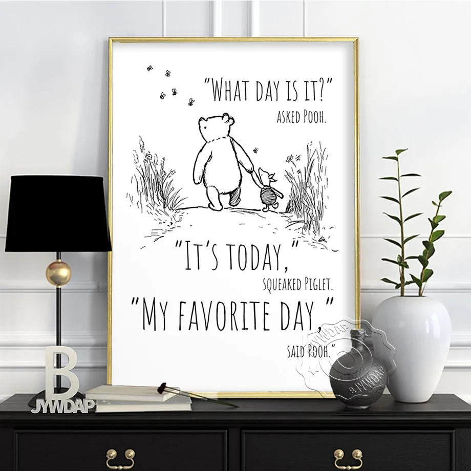 

Simple Black And White Nursery Poster, Cartoon Bear Canvas Painting, Kids Room Wall Decor, Baby Room Bear Print Art, Home Decor