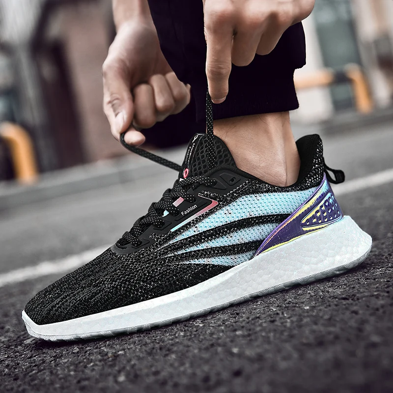 Кроссовки Flywire мужские для бега повседневная Летняя обувь с плетеной подошвой со