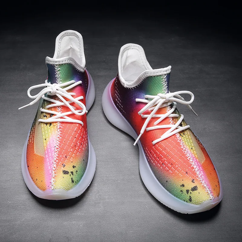 Spring Men Shoes Rubber Sneakers Men's Running Wear-Resistant Casual Korean-style Trendy Graffiti | Обувь