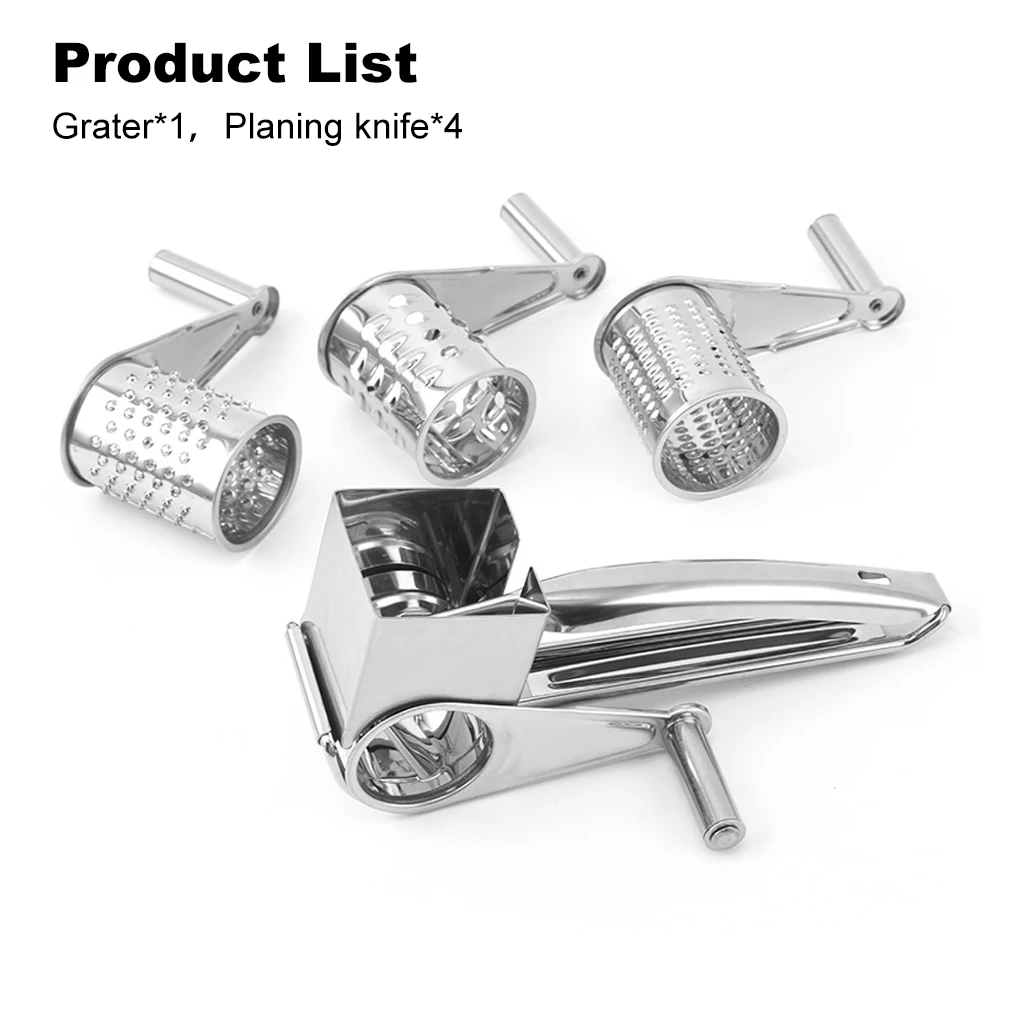 

4 Drums Blades Rotary Cheese Grater Stainless Steel Cheese Slicer Shredder Butter Cutter Kitchen Gadgets
