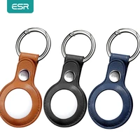 esr for airtag leather case for apple airtags protective case cover anti lost device keychain for air tag genuine leather shell