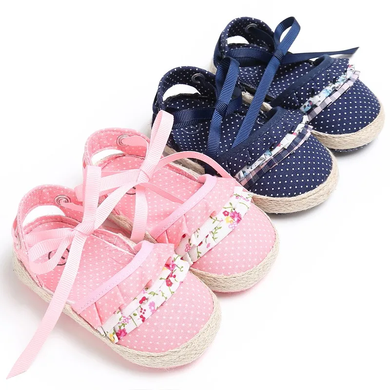 

Infant Baby Girls Shoes Kids Polka Dot Footwear Cute Bow Knot Princess Newborn Crib Soft Soled First Walkers