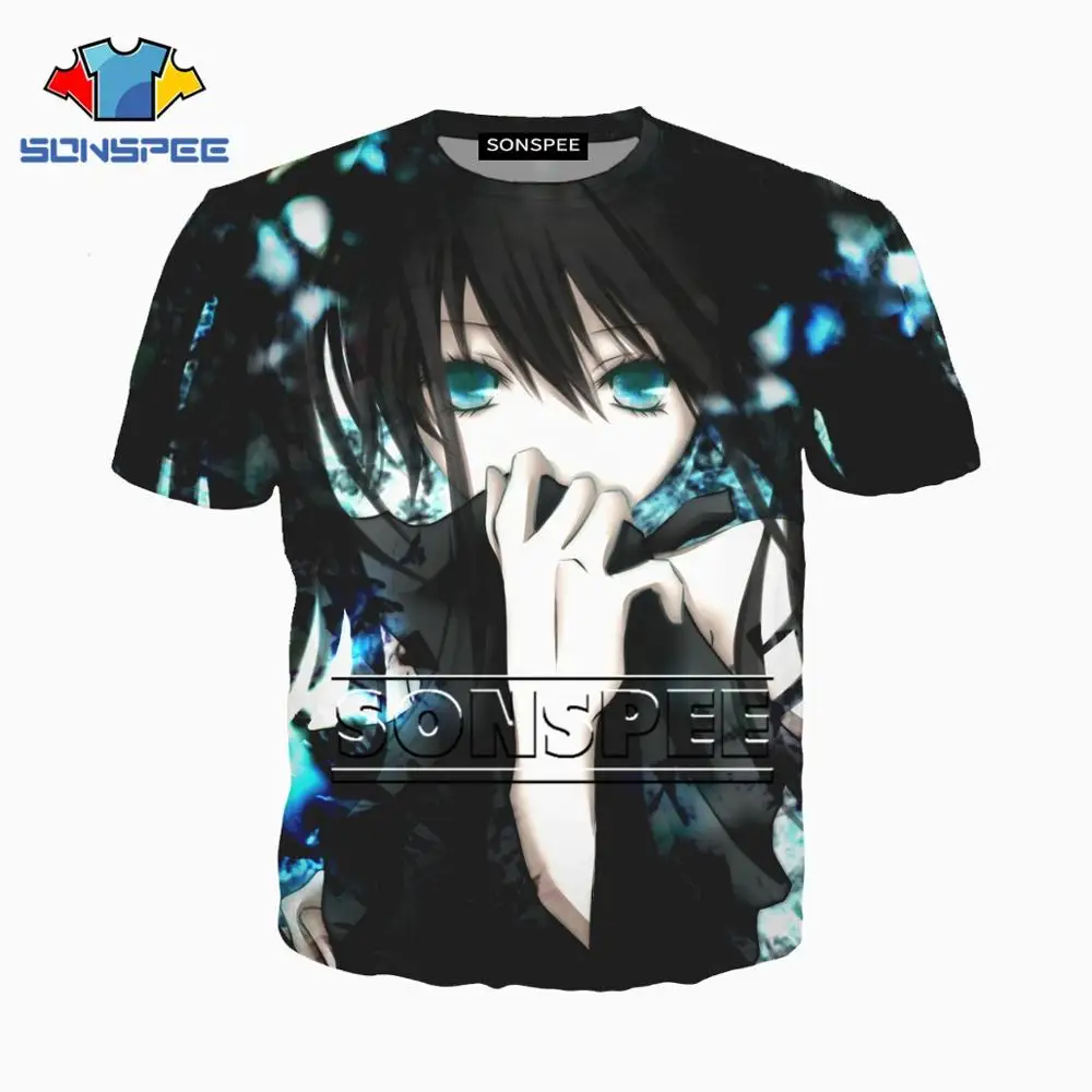 Мужская и женская футболка SONSPEE Black Rock Shooter с 3D принтом Лидер продаж модная уличная