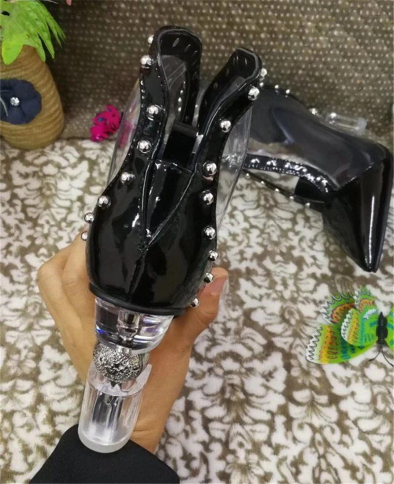 Ботильоны пикантные ботильоны с острым носком на необычном каблуке украшенные