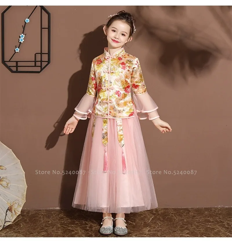 Традиционное китайское Ципао для девочек костюм ханьфу Тан сказочное платье
