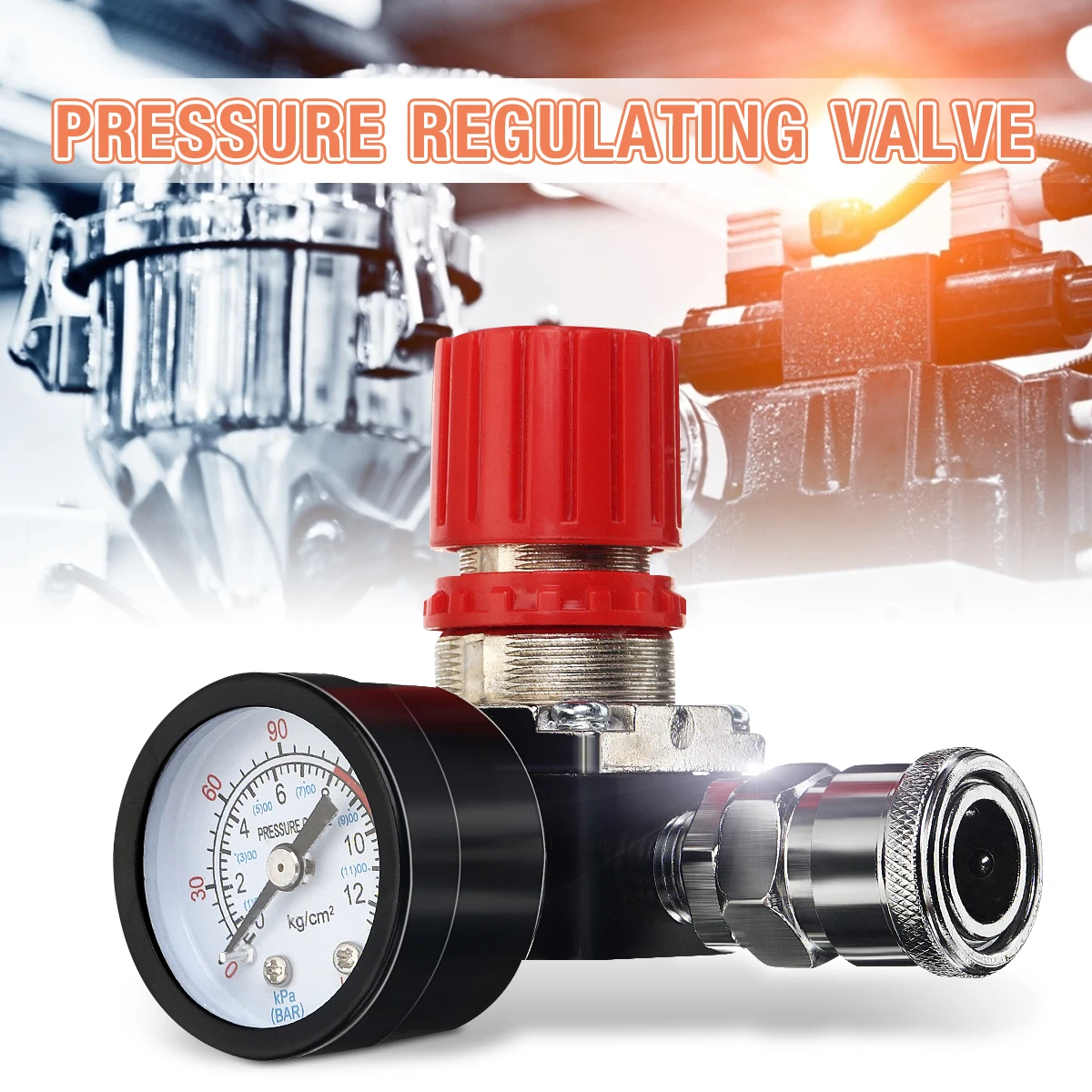 10pc 140PSI 12 Bar Pressure Regulator Switch Control Valve with Gauges 1/4&quot For Air Compressor |