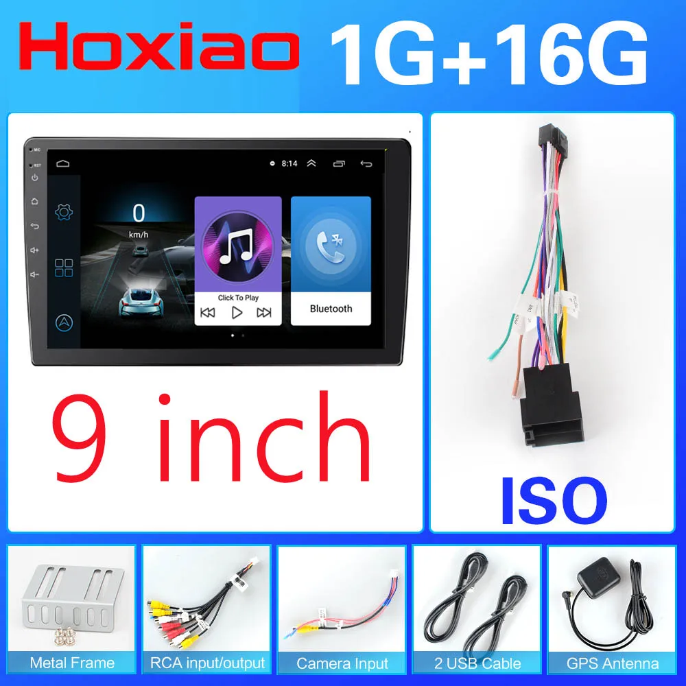 2 DIN 9,0 дюймов Android 8,1 сенсорный экран автомобильный мультимедийный плеер Bluetooth gps WiFi навигатор FM радио плеер автомобильная камера - Цвет: 16G-ISO