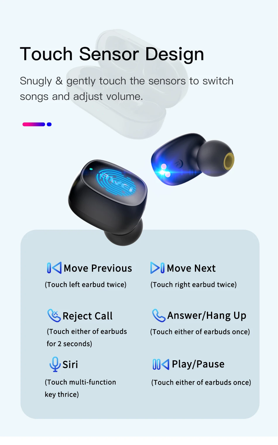 AWEI T13 TWS настоящие беспроводные Bluetooth наушники бас HiFi в уши мини Капсула Touch Contorl с микрофоном HiFi стерео игровые наушники