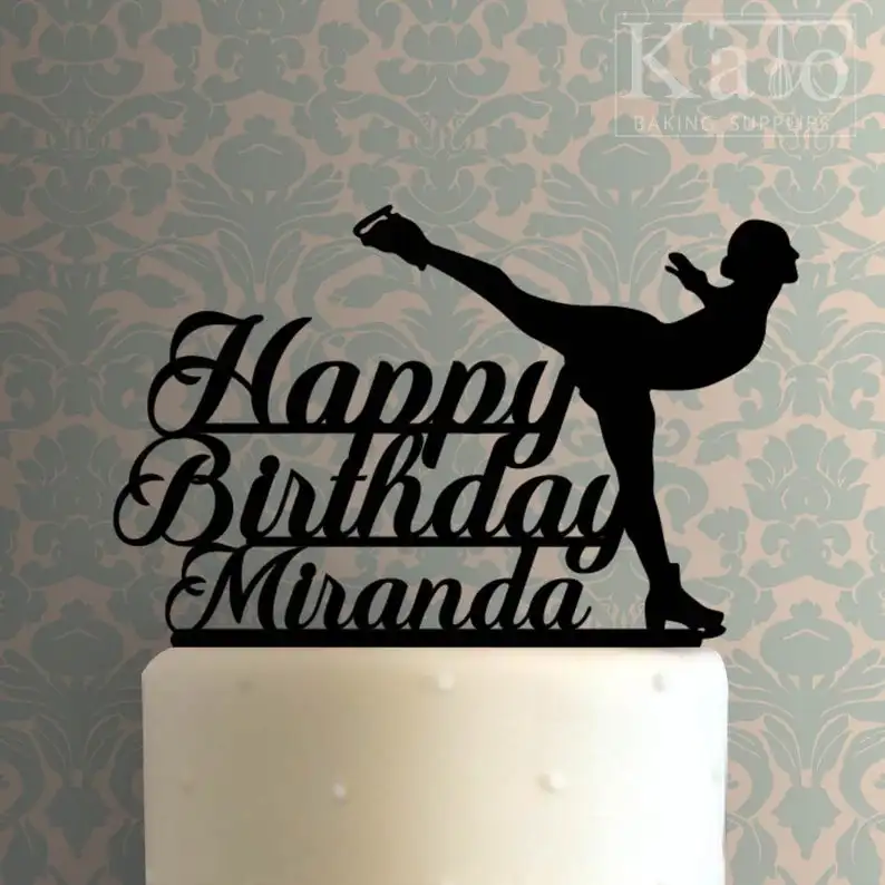 Топпер для торта-Индивидуальный Катание на коньках с днем рождения | Дом и сад