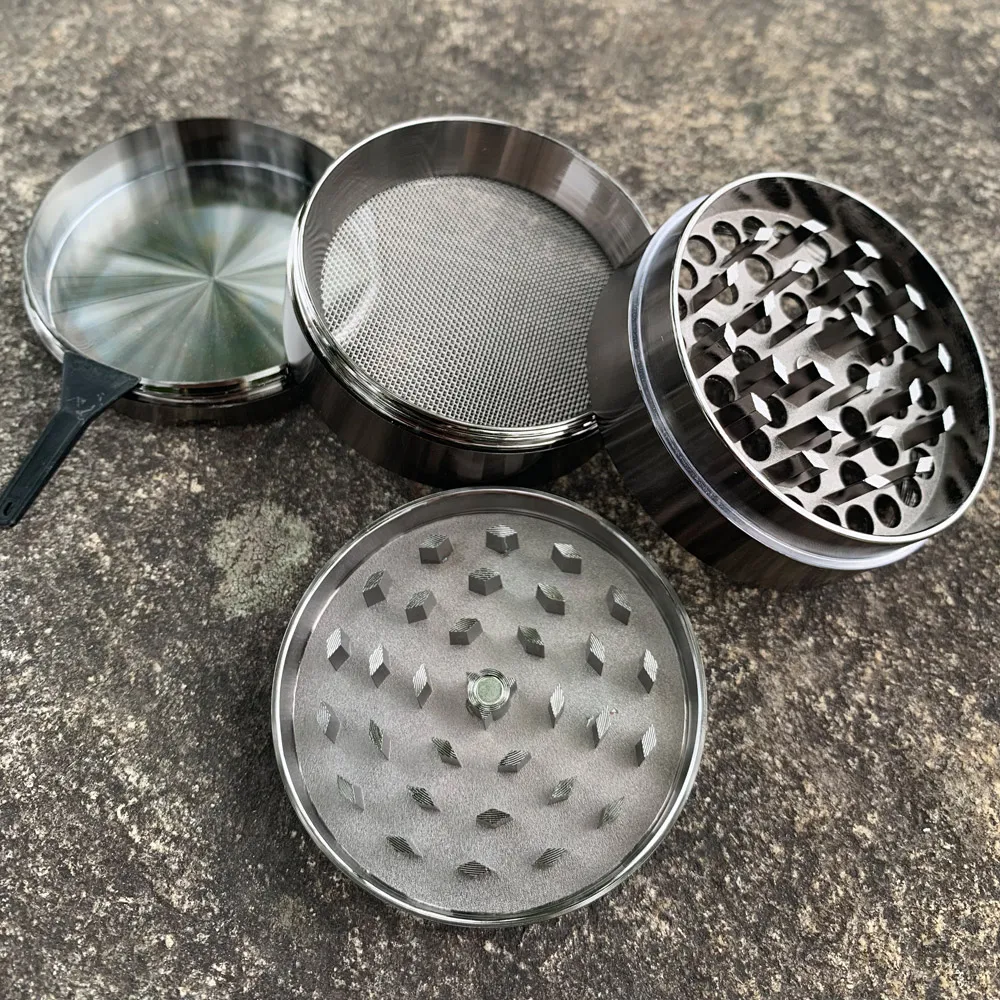 Точилка из цинкового сплава для табака и травы 56 мм 4 части | Дом сад