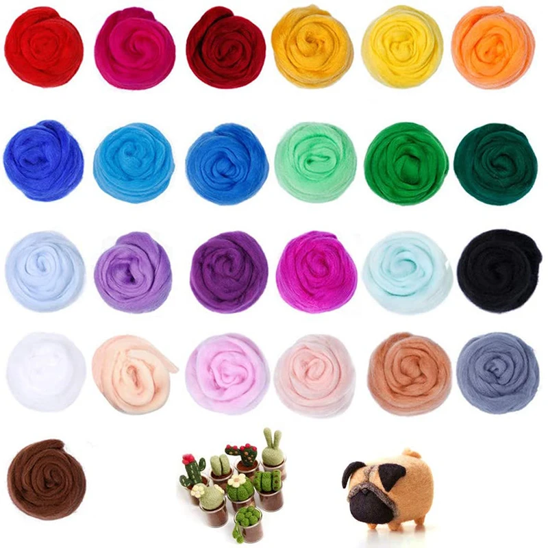 Смешанные шерстяные топы из мериноса 25 цветов мягкое шерстяное волокно для