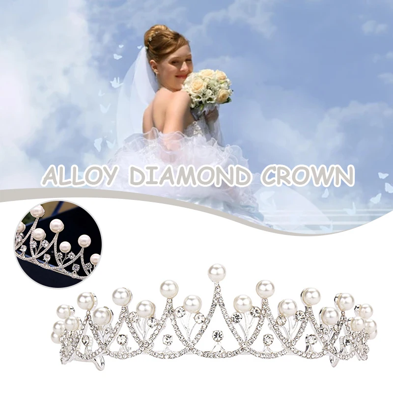 

Beaded Crown Hair Hoop Glittery Rhinestone Bridal Tiaras Adjustable Alloy Hair Accessories for Bride Women FS99