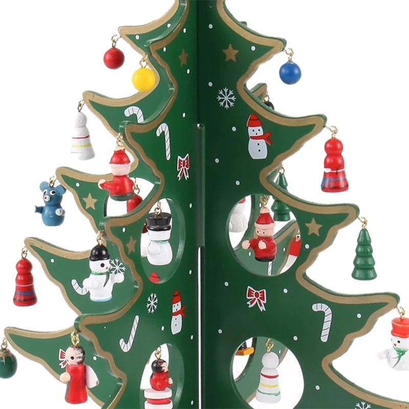 12 дюймов забавная настольная деревянная Рождественская елка Декор набор