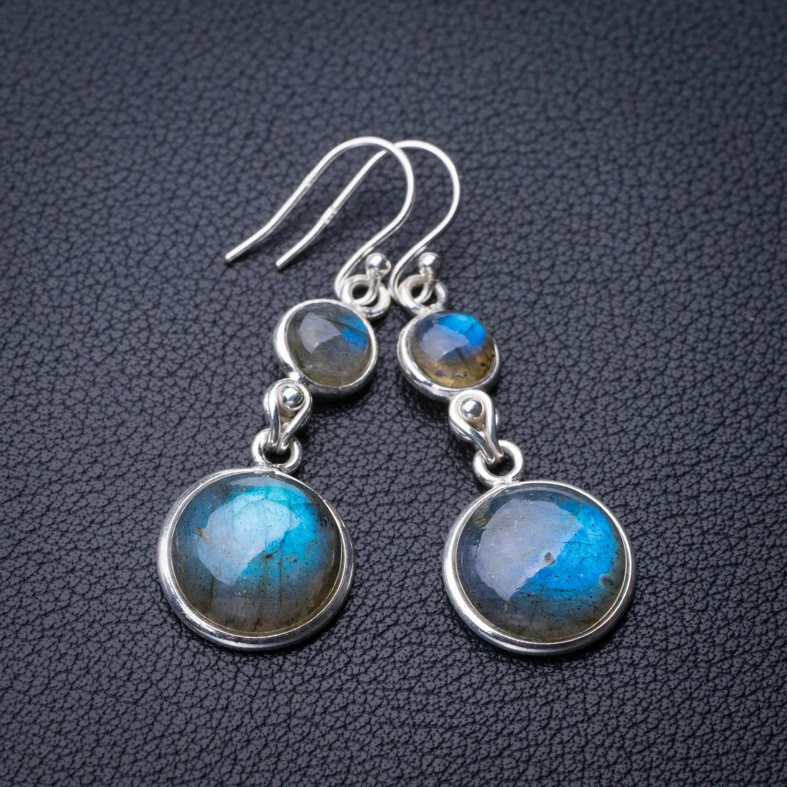 

Серьги StarGems из серебра 925 пробы 1,75 пробы с натуральным лабрадоритом синего цвета ручной работы E0796