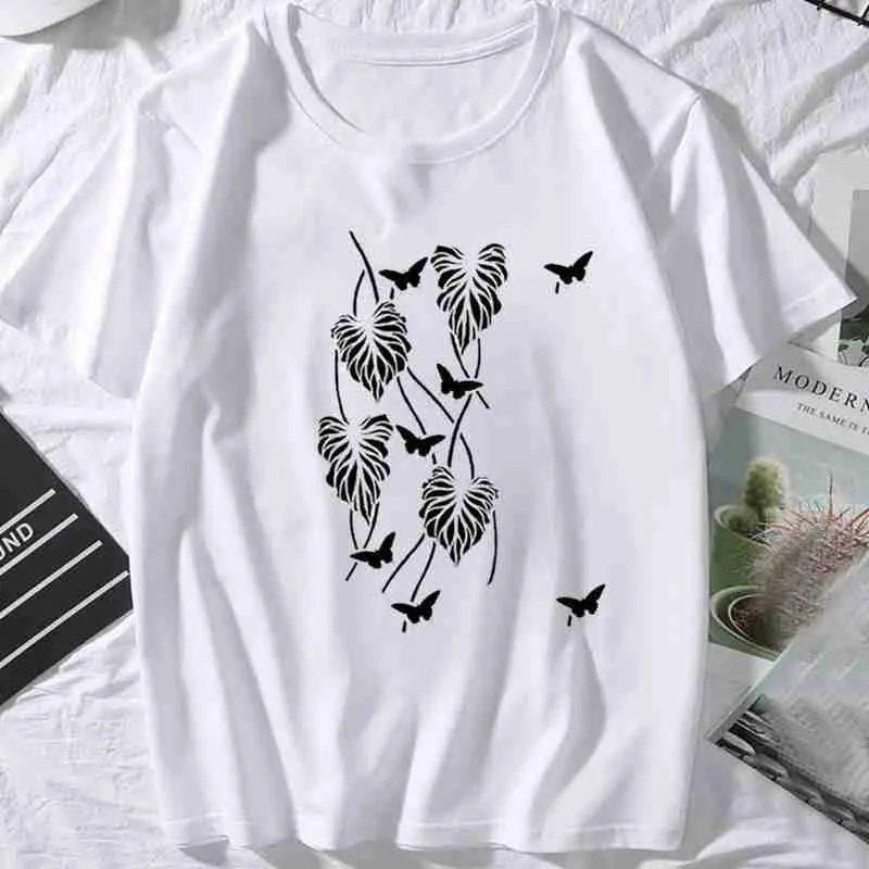 

Oversized T-Shirts Women Men ButterflyPrint Tshirt Fashion Clothe Harajuku T-shirt Summer Shirt Graphic Short Female Sleeve R6X1