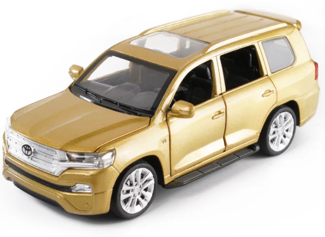 Золотой Новинка 1:32 литой под давлением литой автомобиль Toyota Land Cruiser модель автомобиля оттягивающийся звуковой светильник игрушечные машинки для детей друзья игрушки подарки машинки - Цвет: Золотой