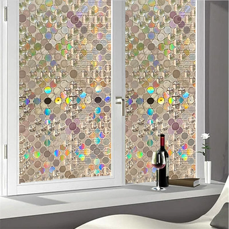 

Non Adhesive Film on Glass Window Vinyl Static Cling Privacy Anti Uv Window Stickers Decor Rainbow Light Blocking Window Tinting