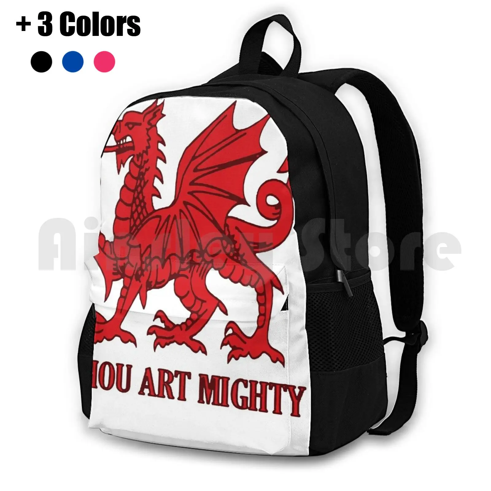 

Thou Art Mighty Red Dragon Welsh Rugby Outdoor Hiking Backpack Waterproof Camping Travel Chant Anthem Song Hymn Bread Of Heaven