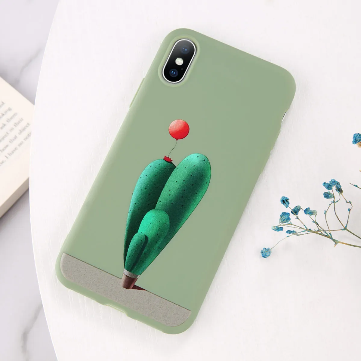 Ottwn мультфильм чехол для телефона в форме кактуса для iPhone 11 Pro Max XS Max XR X 6 6s 7 8 Plus 5 5S SE зеленые растения цветок Мягкий ТПУ задняя крышка - Цвет: 7057