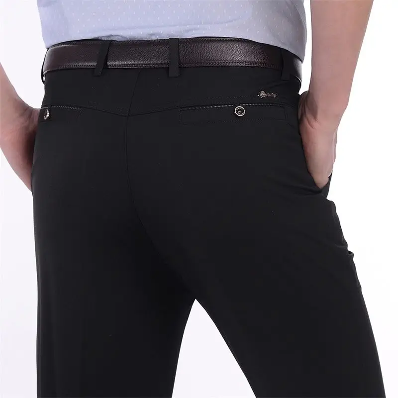 

Men's Casual Pants High Quality Fromal Trousers Loose Casual Straight Dress Pants Lightweight Male Suit Pants Black Plus Size 40