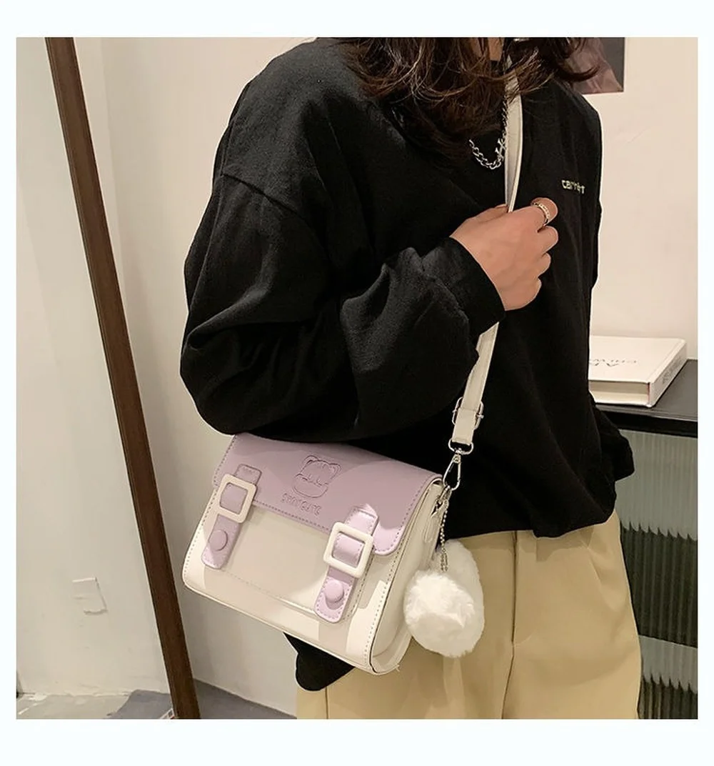 Кожаная сумка с милым принтом дизайнерская Лоскутная клапаном женские маленькие