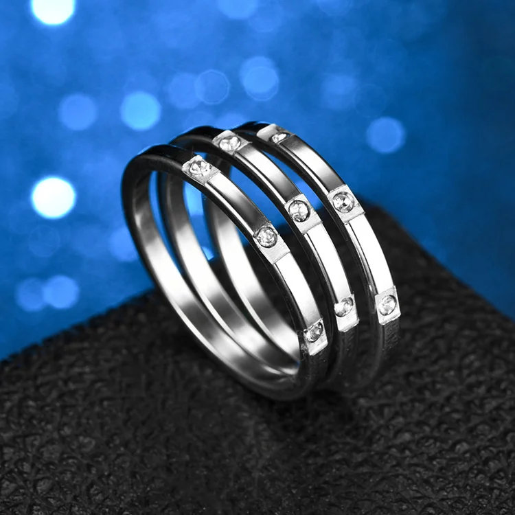

Surprise Price Jewellery Real Korean Simple Tail Stainless Steel Diamond Micro Zircon Titanium Steel Couple Ring for Women