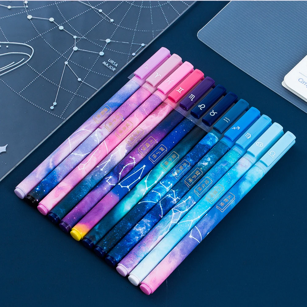 

12Pcs/Set Cute Twelve Constellation Gel Pen 0.5mm Black Neutral Pen For Kids Gift School Office Supplies Stationery Writing tool