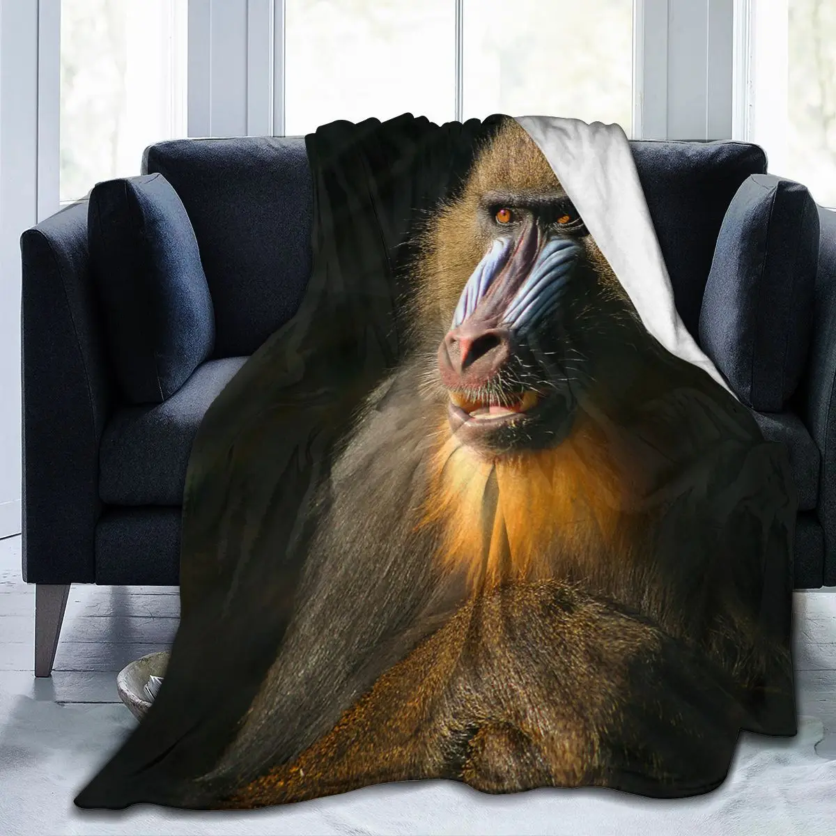 

animal Mandrillus 3D printing printed blanket bedspread blanket retro bedding square picnic wool soft blanket