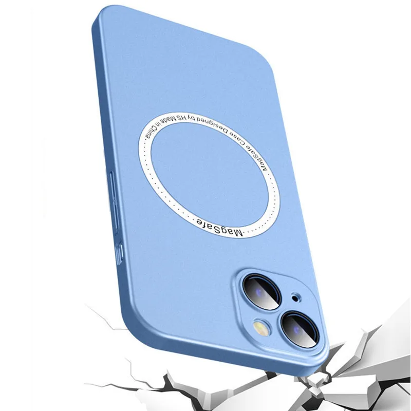 Matte Anti-fingerprint Magsafing Magnetic Wireless Charging Case for iPhone 13 Pro Max 12 Metal Camera Len Glass Protector Cover