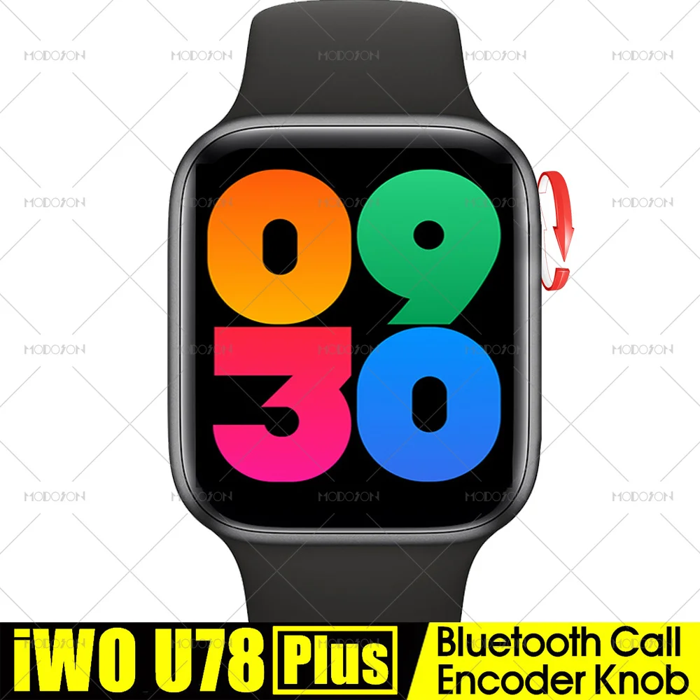 Умные часы iwo U78 Plus Смарт с Bluetooth датчиком звонков кнопкой пульсометром