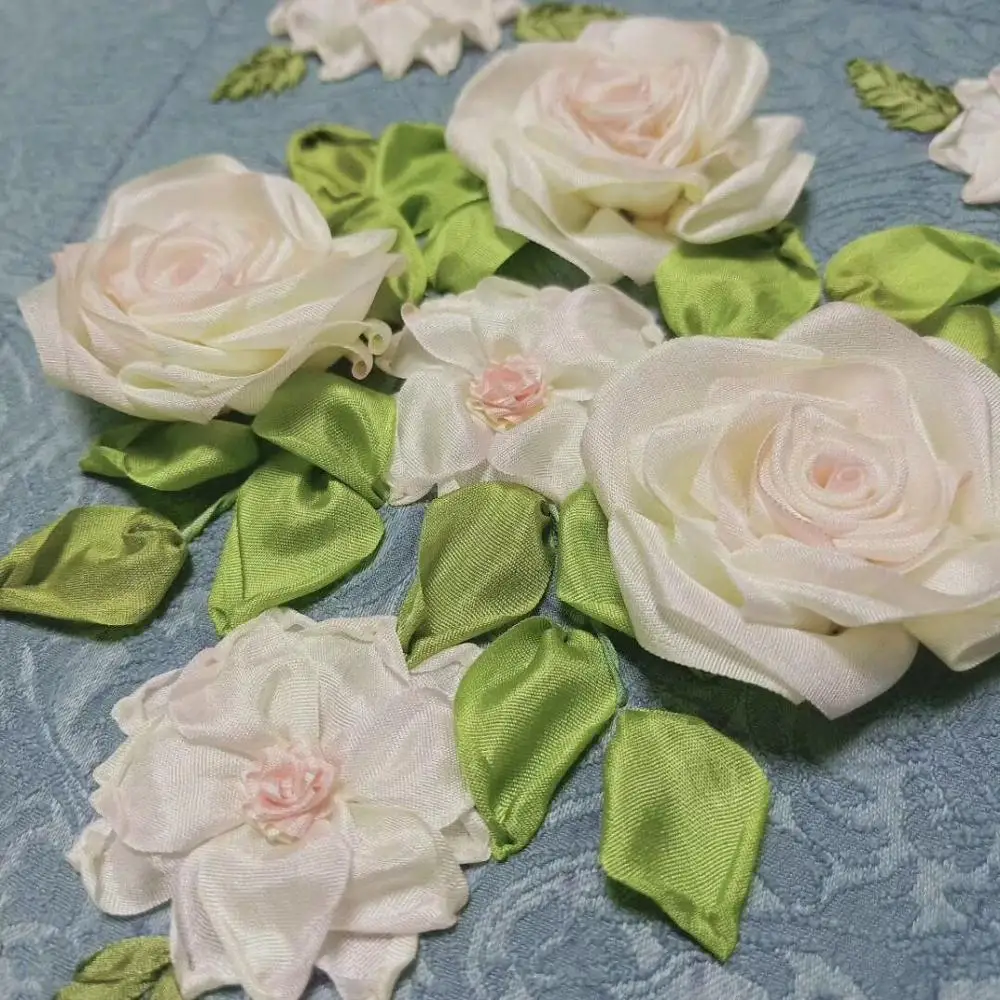 2020 Новая цветная вышитая лента из 100% чистого шелка тафта Свадебная в стиле ins