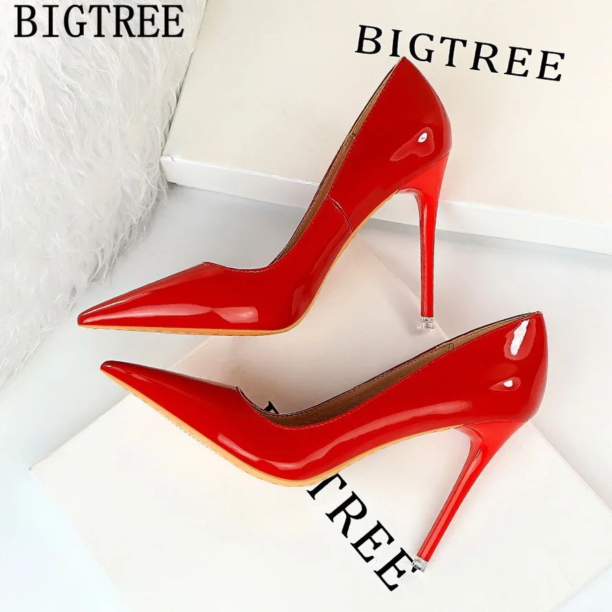 Туфли-лодочки Bigtree женские лакированная кожа высокий каблук роскошный брендовый