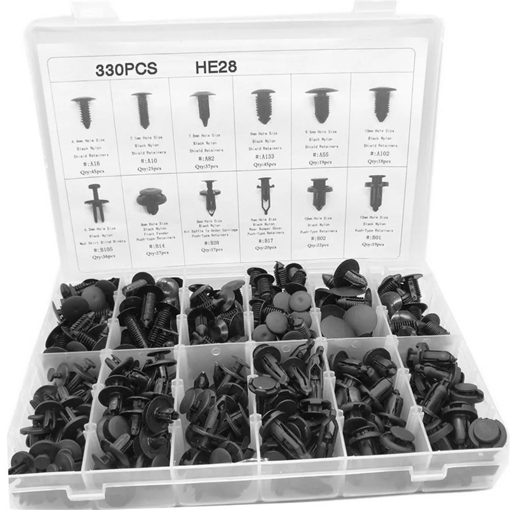 

330PCS 12 Sizes Body Retainer Push Pin Rivet Clip Mouldings Trim Panel With A Wrench Car Autos Professional Accessories