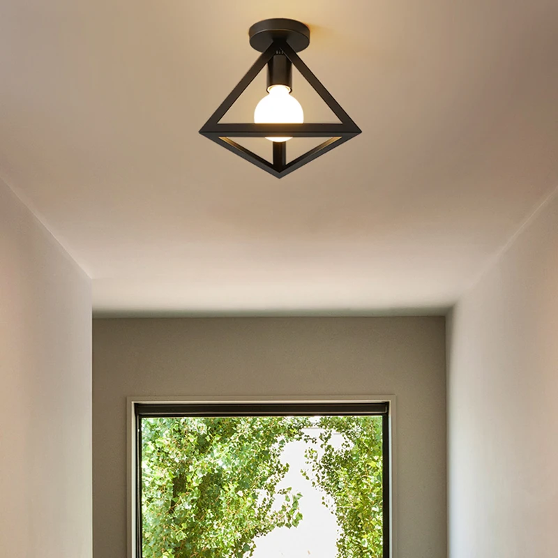 Black Iron Aisle Ceiling Chandelier Minimalist Nordic Vintage Balcony Kitchen Foyer Entrance Small Volume Many Styles | Лампы и