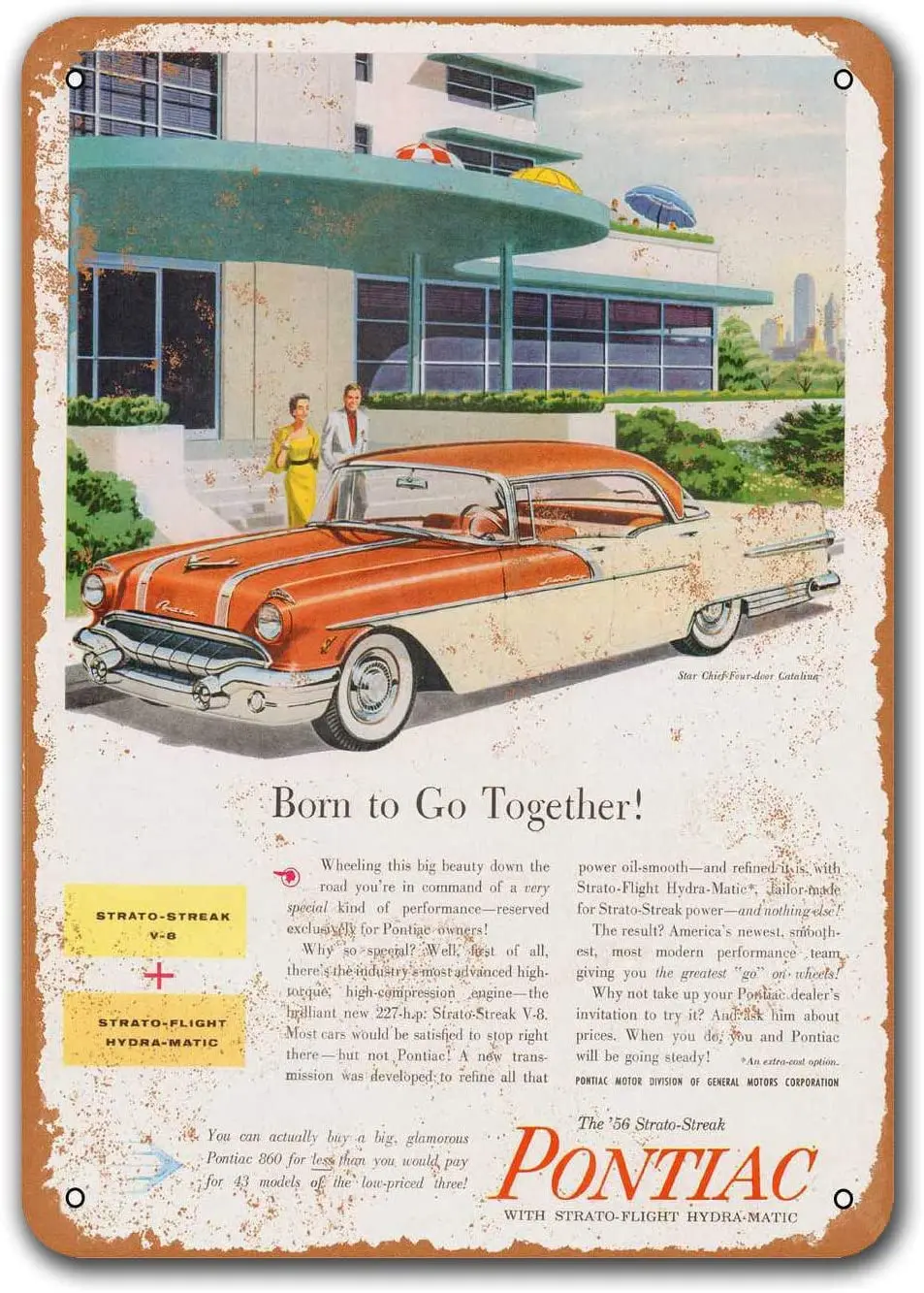 

1956 Pontiac Звездный платок, Каталина, старый автомобиль, жестяной знак, Sisoso, винтажные металлические таблички, постер, бар, гараж, Ретро Декор ст...