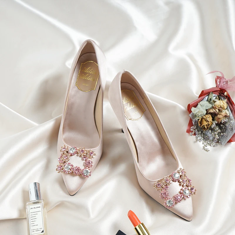 Свадебные туфли Свадебная обувь свадебные цвета шампанского на высоком каблуке