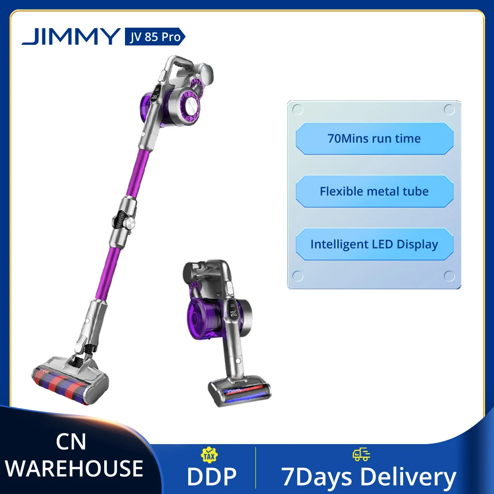 

CN DDP JIMMY JV85 Pro Cordless Handheld Flexible Vacuum Cleaner 200AW Powerful Suction 70 Mins Run Time LED Display Dust Cleaner