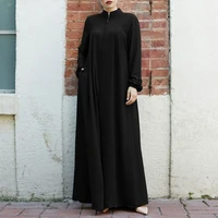 holiday shirt dress retro long sleeve muslim dresses fashion long casual abaya hijab dresses vestido zipper long maxi robe