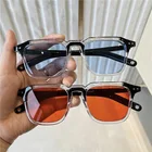 Солнцезащитные очки в стиле ретро UV400 для мужчин и женщин, небольшие квадратные солнечные аксессуары в прозрачной оправе